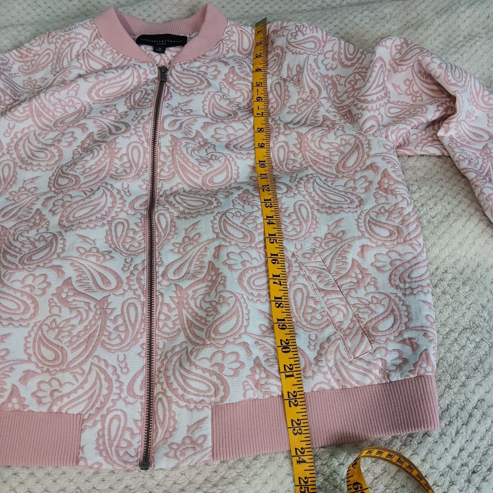 Womens‎ Victoria Beckham Jacket 1 X Pink Embroidered White Paisley Girly Bomber - Picture 7 of 9